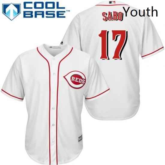 Youth Majestic Cincinnati Reds 17 Chris Sabo Replica White Home Cool Base MLB Jersey